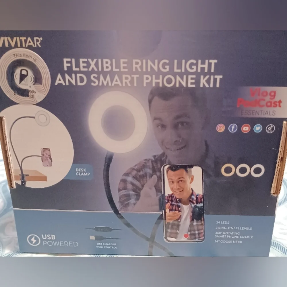 Vivitar Flexible ring light and smart phone kit NIB - Picture 3 of 4